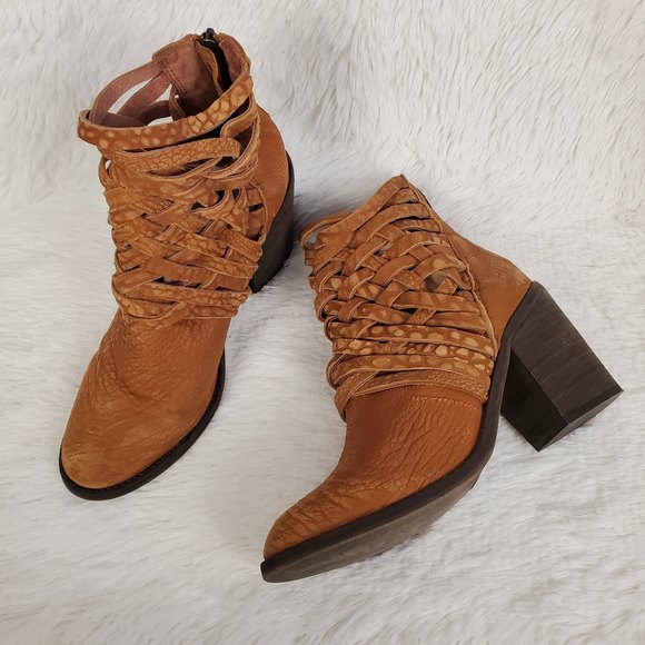 Free People Carrera Woven Leather Heel Boot Size 38 - Picture 1 of 7